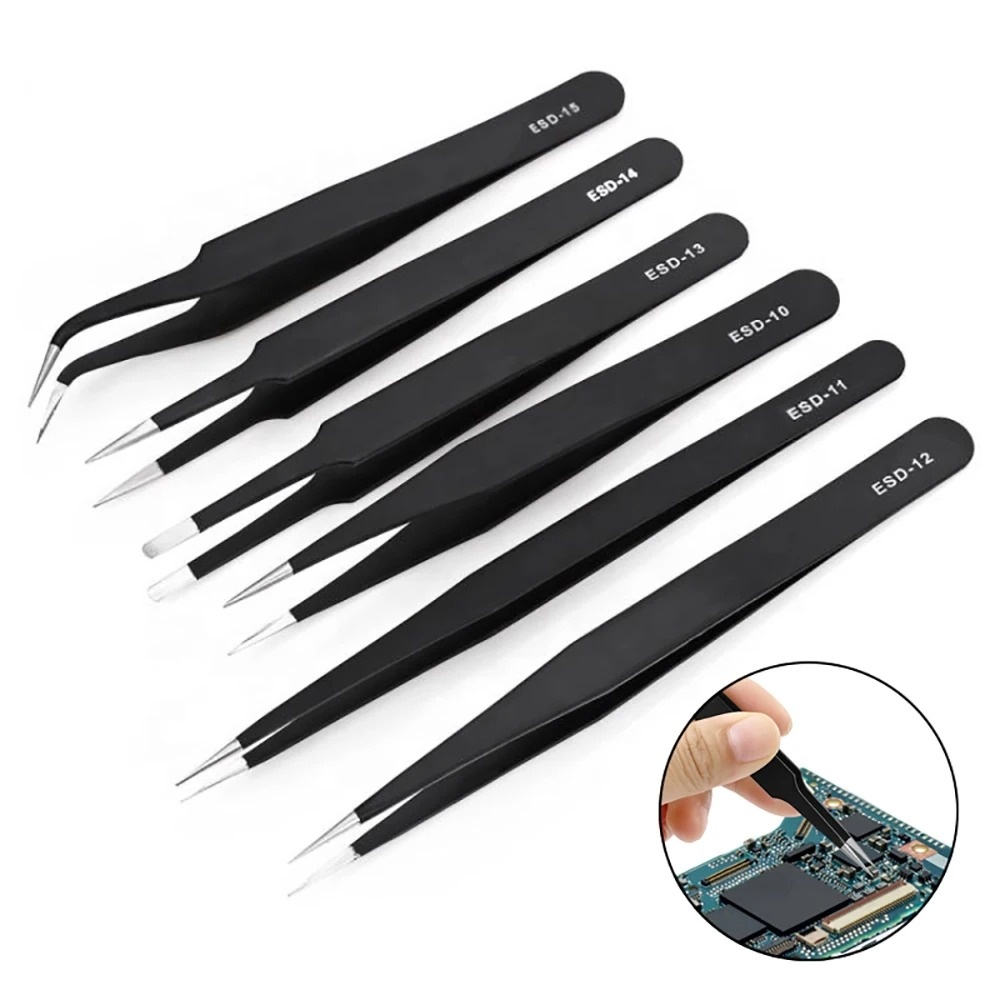 Electronics Repair Workshop - 6pcs Stainless Steel Anti-static Precision ESD