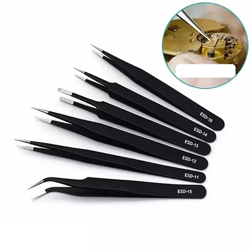 Electronics Repair Workshop - Precision Tweezers Set ESD Anti-Static Repair