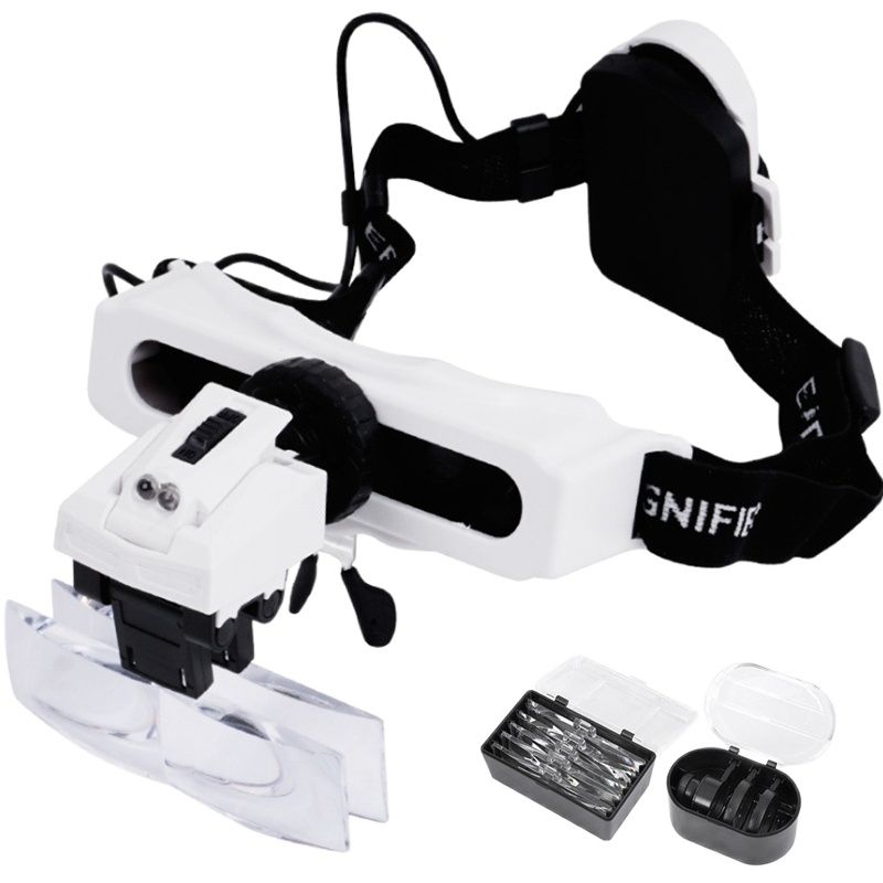 Electronics Repair Glasses - Illuminated Headband Magnifier with LED Light