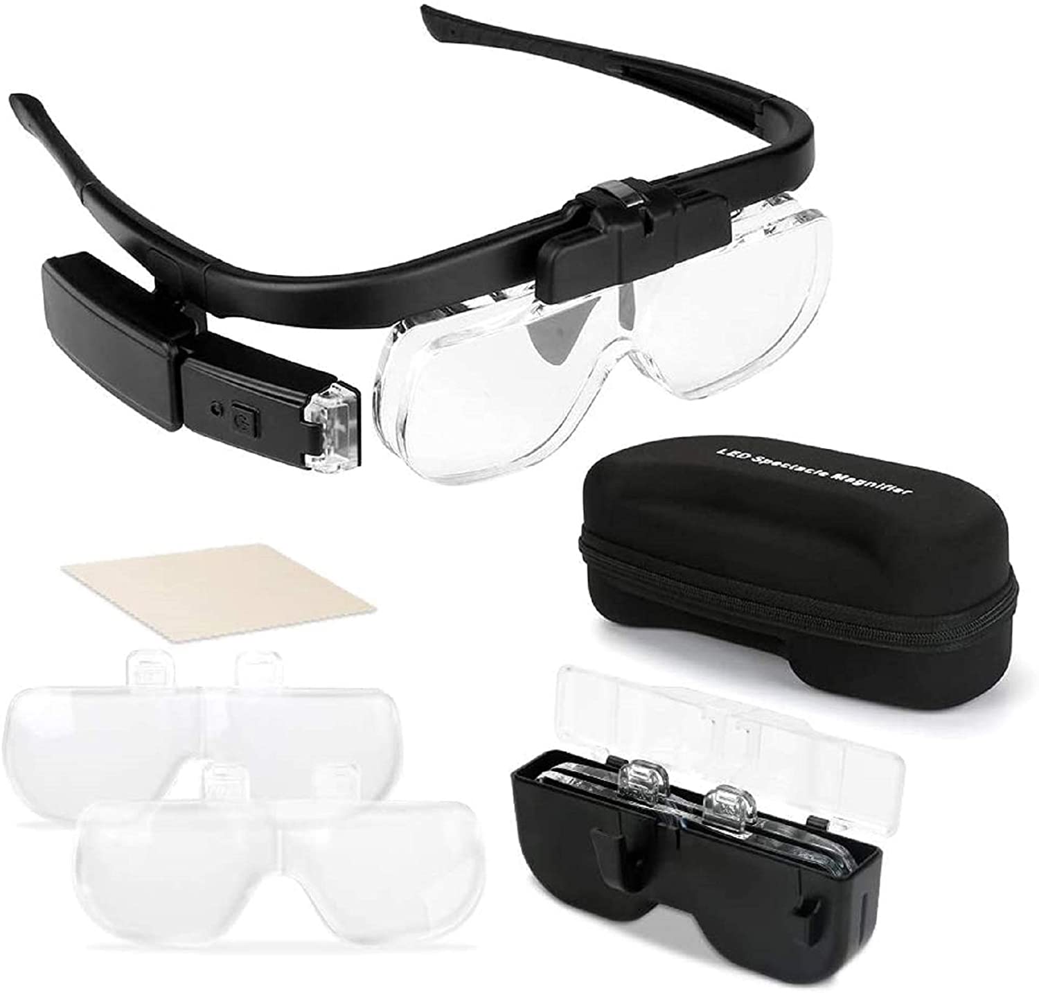 Electronics Repair Glasses - Magnifying Glasses Magnifier 1.5X/2X/ 2.5X/3.5X/4X/4.5X USB