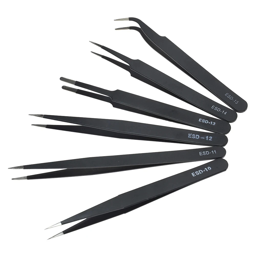 Electronics Repair Workshop - Galacok 6PCS Precision Tweezers Set ESD