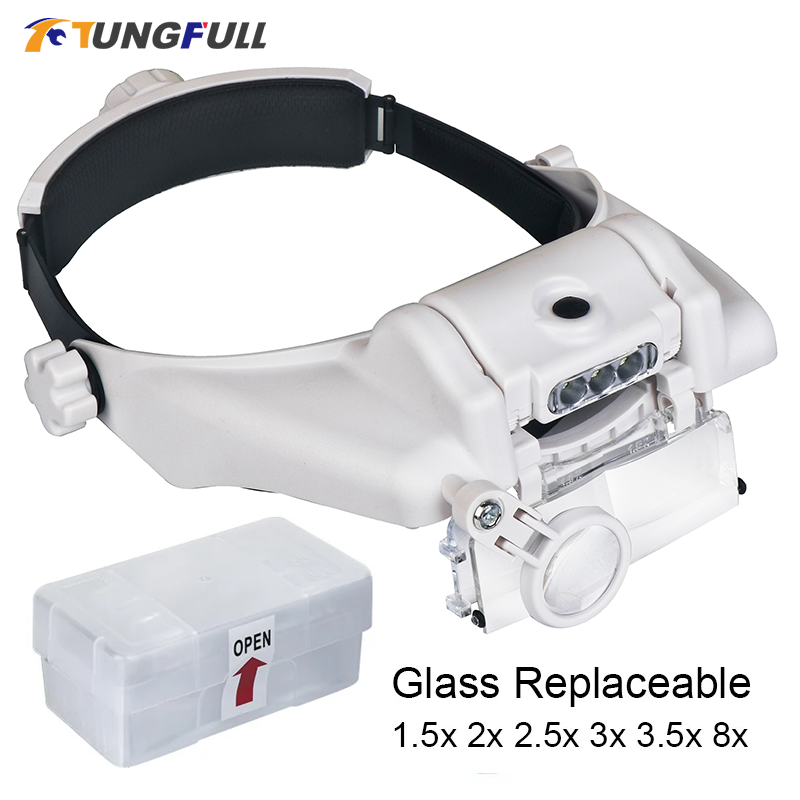 Electronics Repair Glasses - LED Headband Magnifier Professional Magnifying Glasses