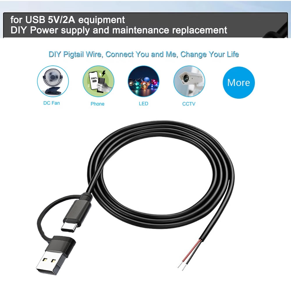 DC 2 Pin Power Cable USB and T - Electronics Repair Glasses recension och pris